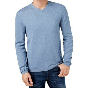 Men's Bloomingdale's Lightweight V-Neck Pullover Gray/Blue Shirt - Size Large